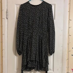 Black Floral Long Sleeve Dress